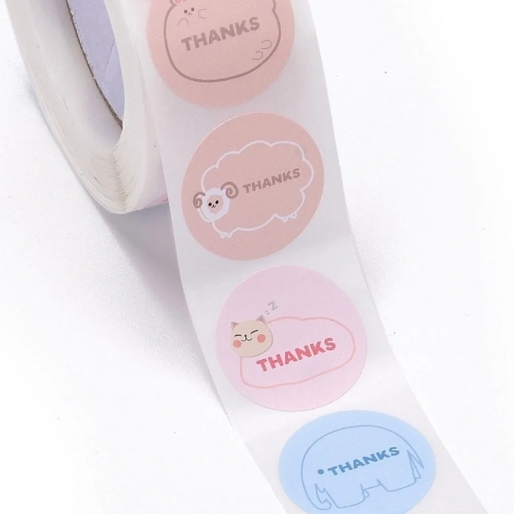 500 Cute Animal Thank You Stickers Roll